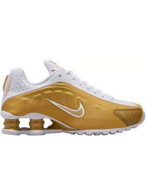 Nike Youth  Shox R4 White Gold CW2626-700 GS Size 7Y Casual Classic Sneakers
